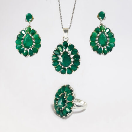 Conjunto em Prata 925 e Esmeralda  – Intelecto, Paz e Vitalidade