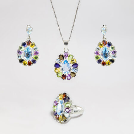 Conjunto em Prata 925 e Pedras Naturais Coloridas  – Alegria e Jovialidade