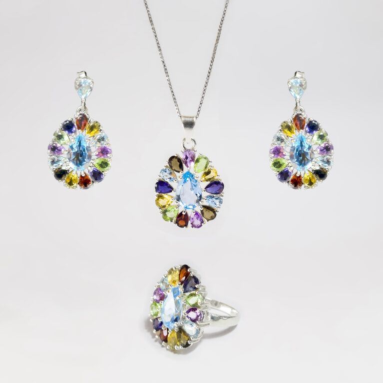 Conjunto em Prata 925 e Pedras Naturais Coloridas  – Alegria e Jovialidade