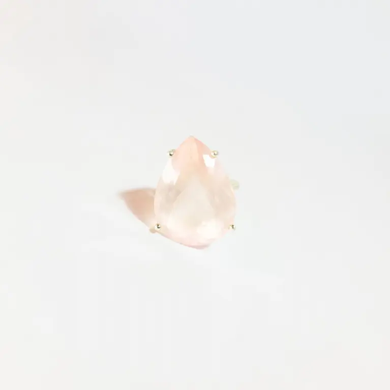 Anel em Prata 925 com Quartzo Rosa - Amor e Harmonia