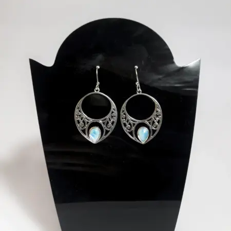 Brincos em Prata 925 com Larimar - Serenidade e Comunicação