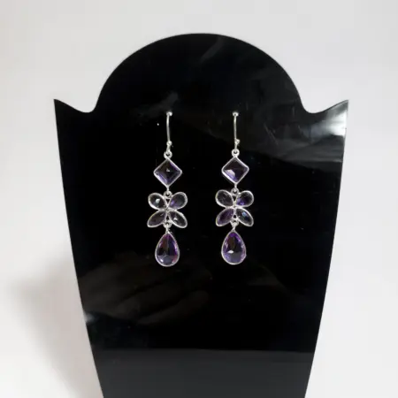 Brincos em Prata 925 com Citrino Lilás - Prosperidade e Alegria