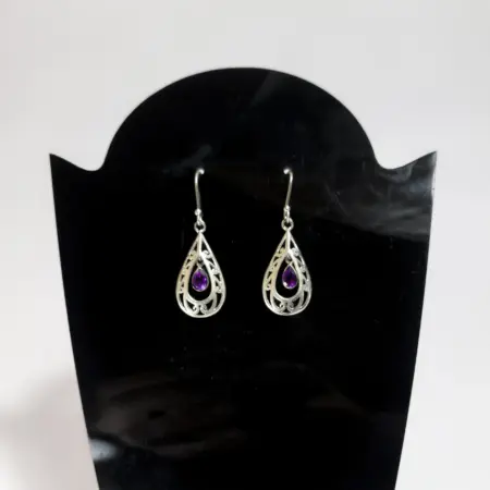 Brincos em Prata 925 com Ametista - Sabedoria e Calma