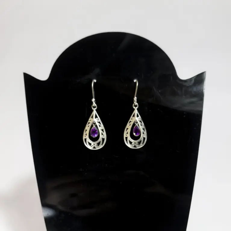 Brincos em Prata 925 com Ametista - Sabedoria e Calma