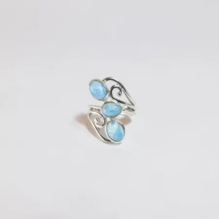 Anel em Prata 925 com Larimar - O Essência do Mar e da Serenidade