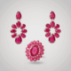 Conjunto em Prata 925 com Brincos e Anel em Rubi Rosa