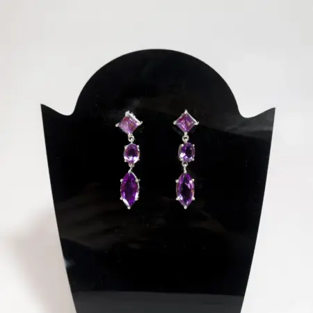 Brincos em Prata 925 com Ametista - Sabedoria e Calma