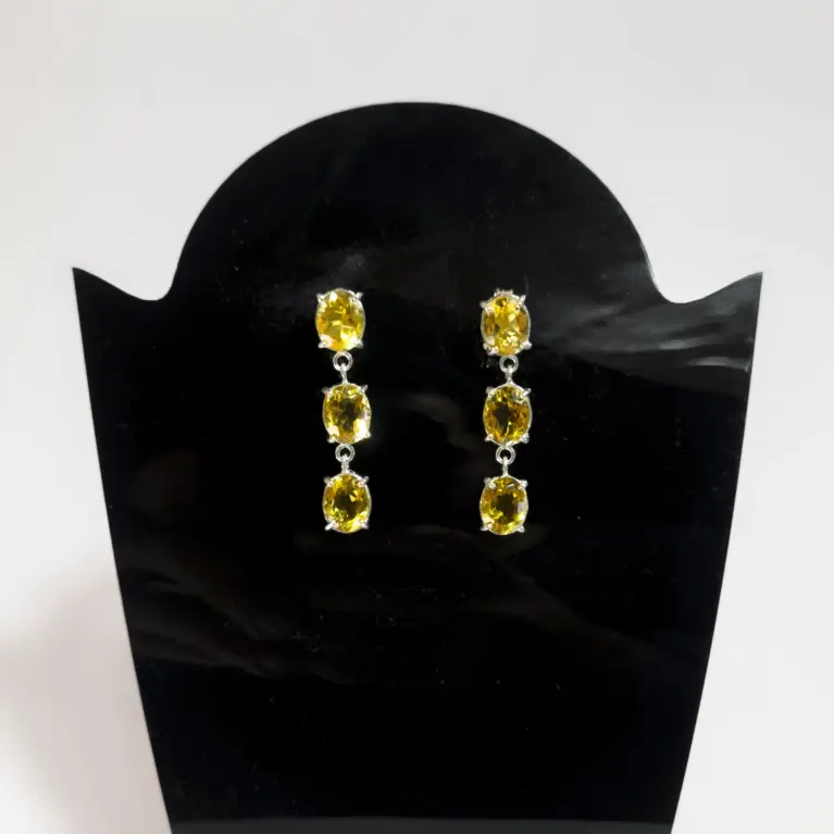 Brincos em Prata 925 com Citrino Amarelo - Energia e Otimismo