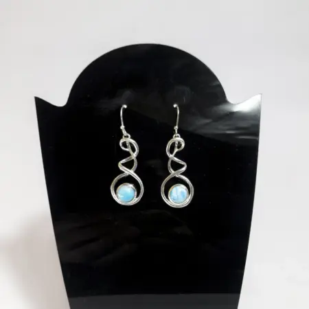 Brincos em Prata 925 com Larimar - Mar e Serenidade