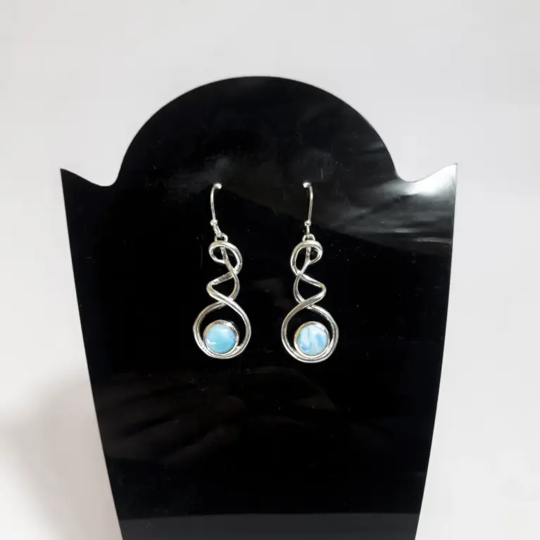Brincos em Prata 925 com Larimar - Mar e Serenidade