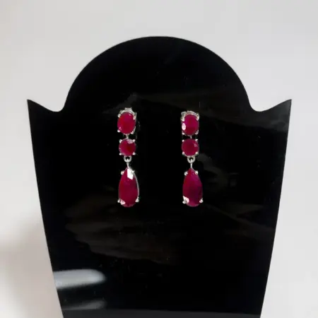 Brincos em Prata 925 com Rubi - Paixão e Vitalidade